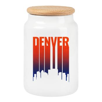 Denver Skyline Sonnenuntergang Gradient - Keksdose mit Holzdeckel - Weiß - Vorne