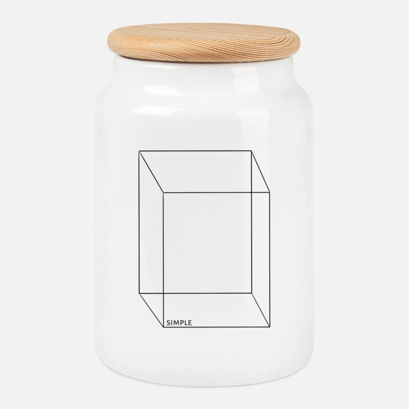 Simple - Cookie Jar with Wooden Lid - white