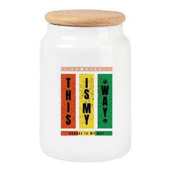 Reggae Is My Way – TypoBlock - Cookie Jar with Wooden Lid - white - Front