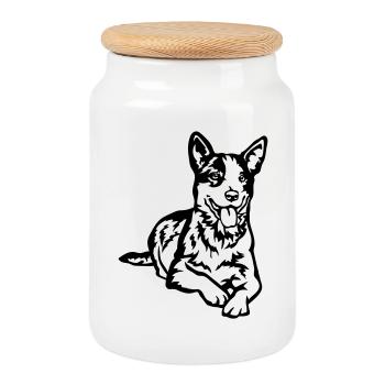 Australian Cattle Dog - Cookie Jar with Wooden Lid - white - Front