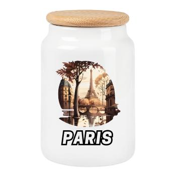 Paris - Boîte à biscuits avec couvercle en bois - blanc - Devant