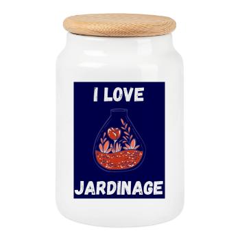 SPRING. GARDENING. RETIREMENT. SPRING. GARDEN. - Cookie Jar with Wooden Lid - white - Front