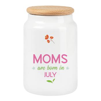 Les meilleures mamans naissent en juillet - Boîte à biscuits avec couvercle en bois - blanc - Devant