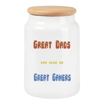 Gamerpapa Father's Day Gift - Cookie Jar with Wooden Lid - white - Front