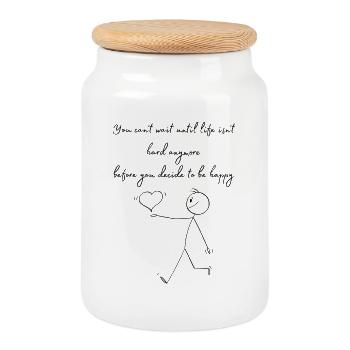 Vous ne pouvez pas attendre que la vie ne soit plus dure - Boîte à biscuits avec couvercle en bois - blanc - Devant