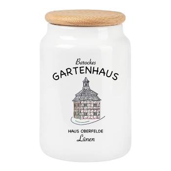 Lünen, Haus Oberfelde, Gartenhaus, Kreis Unna, NRW - Keksdose mit Holzdeckel - Weiß - Vorne