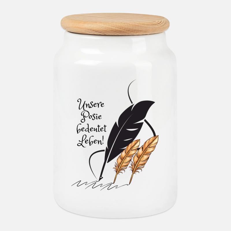 Unsere Poesie bedeutet Leben - Keksdose mit Holzdeckel - Weiß