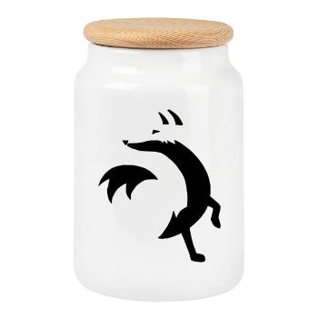 Esquisse du renard noir - Boîte à biscuits avec couvercle en bois - blanc - Devant