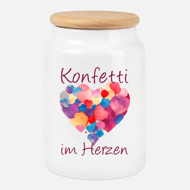 Konfetti im Herzen - Keksdose mit Holzdeckel - Weiß