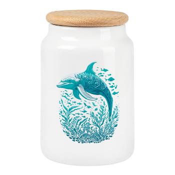 Dolphin - Cookie Jar with Wooden Lid - white - Front