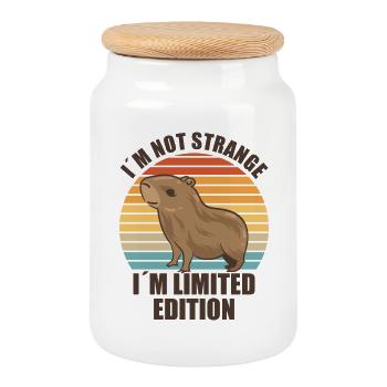 Capybara Zootier Design - Keksdose mit Holzdeckel - Weiß - Vorne
