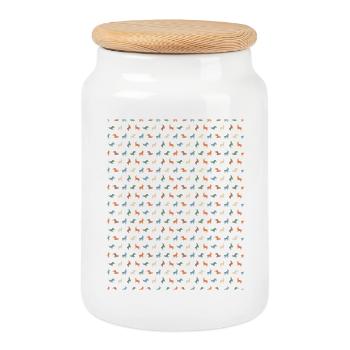 Motif de silhouette de poney vif - Boîte à biscuits avec couvercle en bois - blanc - Devant