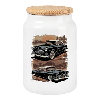 Classic Cars 1950 - Keksdose mit Holzdeckel - Weiß - Vorne
