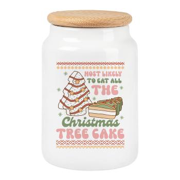 Pull de Noël moche - Boîte à biscuits avec couvercle en bois - blanc - Devant