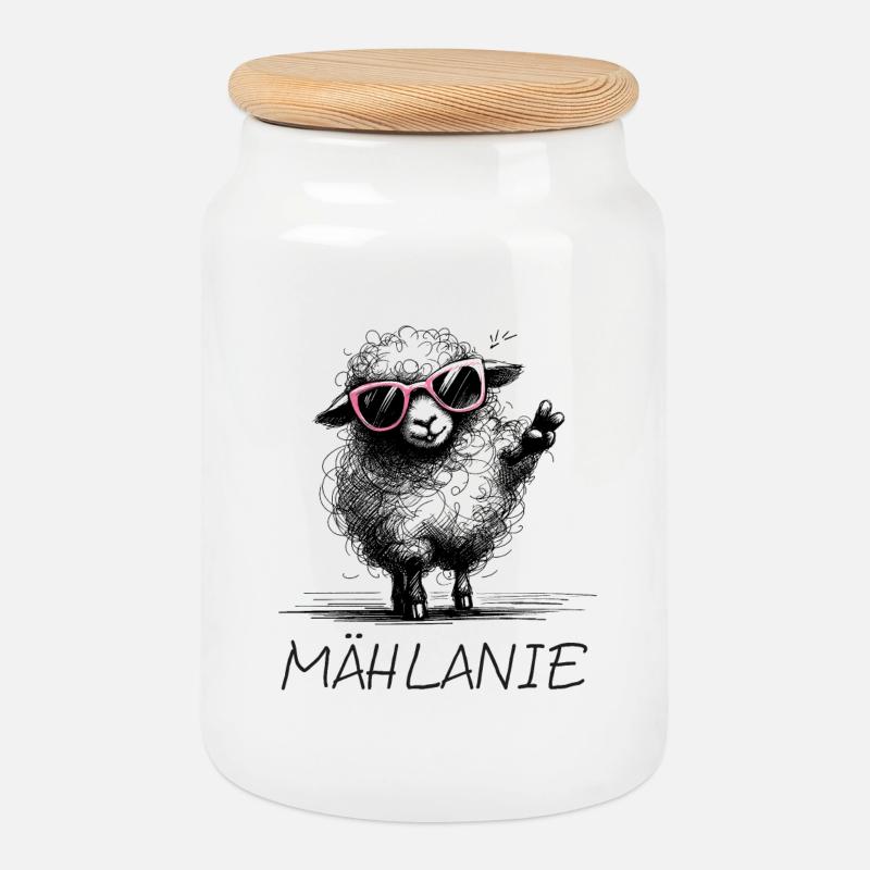 mählanie melanie meli melli schaf name lustig2 - Keksdose mit Holzdeckel - Weiß