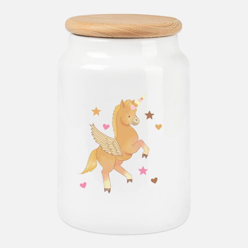 Einhorn, Pferd, Pony, Pegasus - Keksdose mit Holzdeckel - Weiß