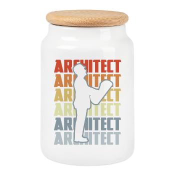 Retro Architect - Cookie Jar with Wooden Lid - white - Front