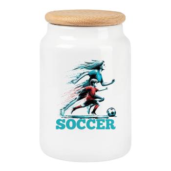Soccer Mom Fußball Geschenk - Keksdose mit Holzdeckel - Weiß - Vorne