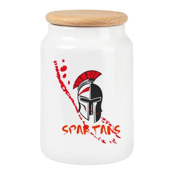 Helm Sparta und Blut 6 - Keksdose mit Holzdeckel - Weiß - Vorne