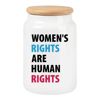 Women's Right Are Human Rights - Cookie Jar with Wooden Lid - white - Front