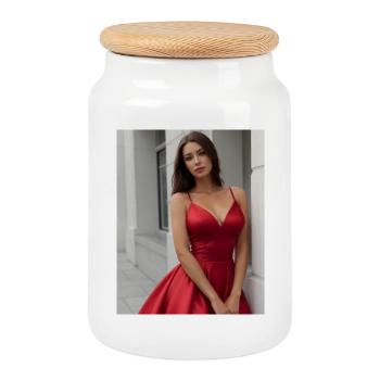 Beauté et style féminin - Boîte à biscuits avec couvercle en bois - blanc - Devant