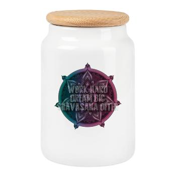Work Hard Dream Big Shavasana Often - Keksdose mit Holzdeckel - Weiß - Vorne