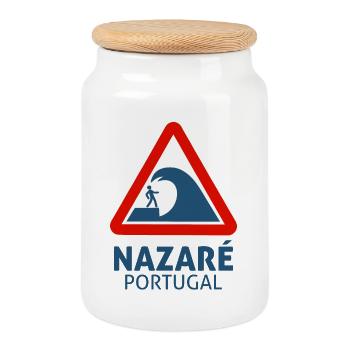 Nazaré - Keksdose mit Holzdeckel - Weiß - Vorne