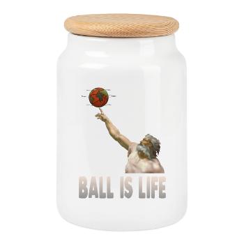 God turns the earth on his finger - Cookie Jar with Wooden Lid - white - Front