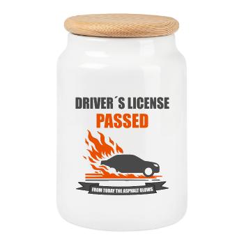 Permis de conduire passé Funny Car FlamesT-shirt - Boîte à biscuits avec couvercle en bois - blanc - Devant