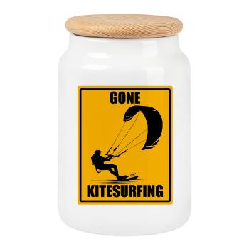 Gone Kitesurfing Vintage Kiteboarding Design Chemise - Boîte à biscuits avec couvercle en bois - blanc - Devant