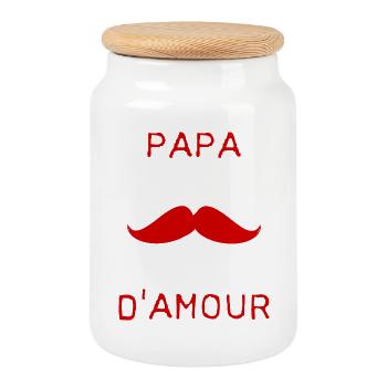 FÊTE DES PÈRES. BONNE FÊTE PAPA. PAPA. BONNE FÊTE. - Boîte à biscuits avec couvercle en bois - blanc - Devant