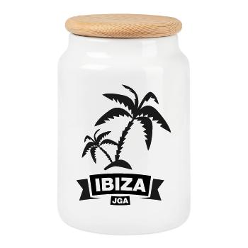 IBIZA – Bachelor Party under Palm Trees - Cookie Jar with Wooden Lid - white - Front