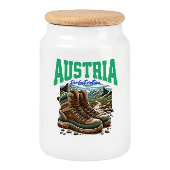 L’Autriche refroidit Wander Design - Österreich - Boîte à biscuits avec couvercle en bois - blanc - Devant