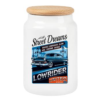 Lowrider Auto - Cookie Jar with Wooden Lid - white - Front