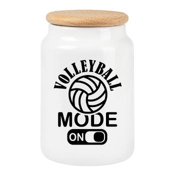Volleyball Fashion on Beach Volleyball Team Logo - Cookie Jar with Wooden Lid - white - Front