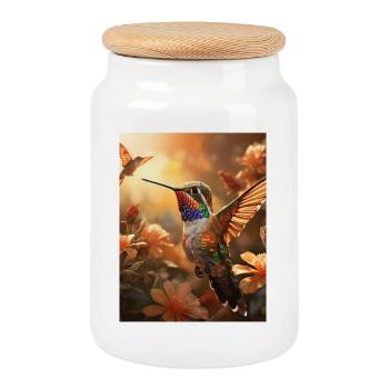 Kolibri im Flug - Keksdose mit Holzdeckel - Weiß - Vorne