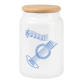 Musicien guitare - Boîte à biscuits avec couvercle en bois - blanc - Devant