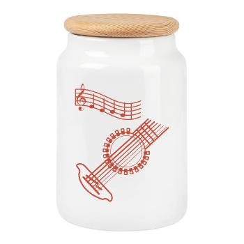 Guitar musician - Cookie Jar with Wooden Lid - white - Front