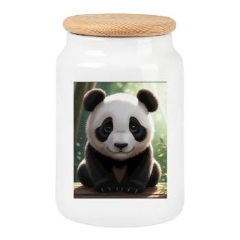 Conception Panda - Boîte à biscuits avec couvercle en bois - blanc - Devant
