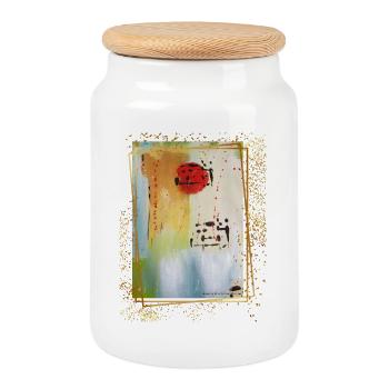 Peinture abstraite inspirée de Carmina Burana - Boîte à biscuits avec couvercle en bois - blanc - Devant