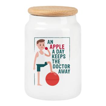 Une pomme éloigne le médecin - Boîte à biscuits avec couvercle en bois - blanc - Devant