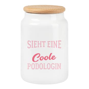 So sieht eine richtig coole Podologin aus - Keksdose mit Holzdeckel - Weiß - Vorne