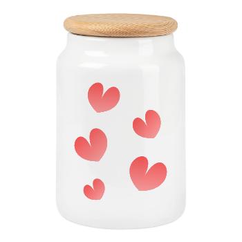 HEART. NOEL. CHRISTMAS. HEARTS. HEART. FATHER's DAY - Cookie Jar with Wooden Lid - white - Front