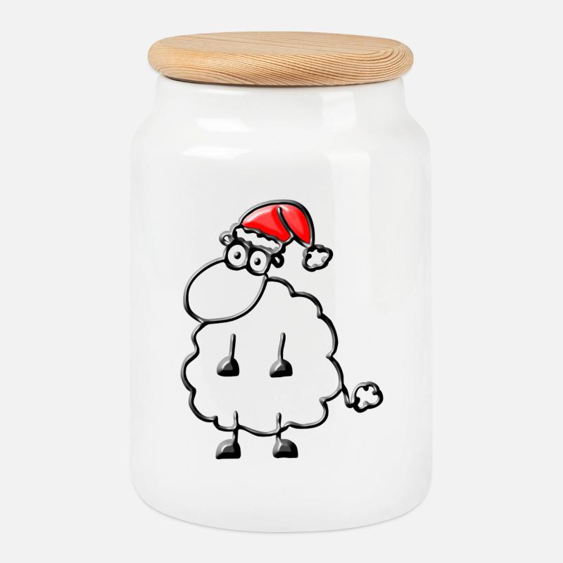 Ein Schaf zu Weihnachten - Keksdose mit Holzdeckel - Weiß