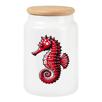 Hippocampe - Boîte à biscuits avec couvercle en bois - blanc - Devant