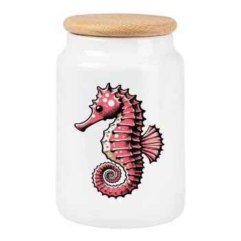 Hippocampe - Boîte à biscuits avec couvercle en bois - blanc - Devant