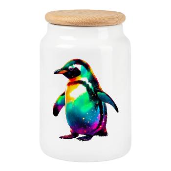 Pinguin - Keksdose mit Holzdeckel - Weiß - Vorne