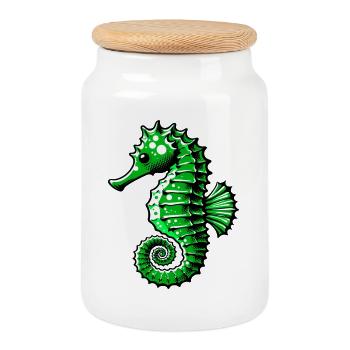 Hippocampe - Boîte à biscuits avec couvercle en bois - blanc - Devant