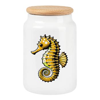 Hippocampe - Boîte à biscuits avec couvercle en bois - blanc - Devant