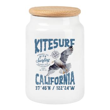 Kitesurfing in California - Cookie Jar with Wooden Lid - white - Front